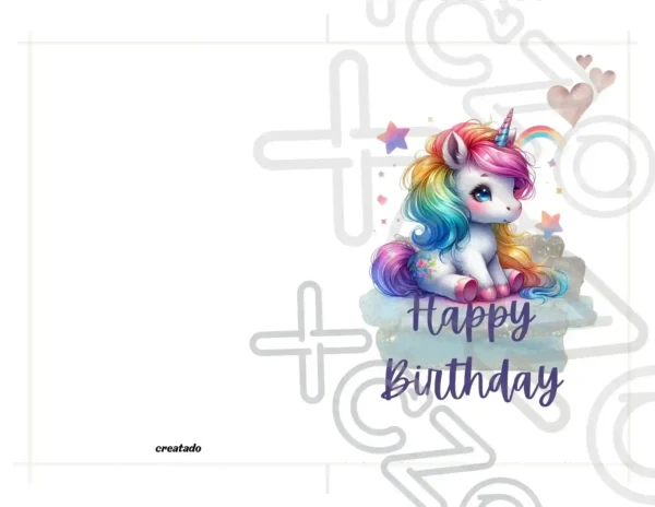 Printable Rainbow Unicorn Birthday Card | Instant Download