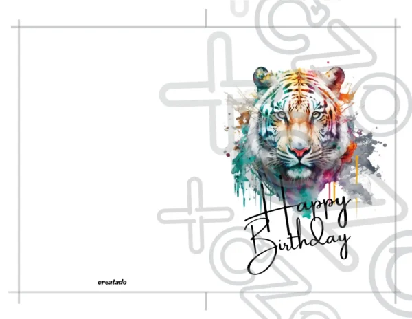 Watercolor Tiger Birthday Card Printable | Instant Download #04