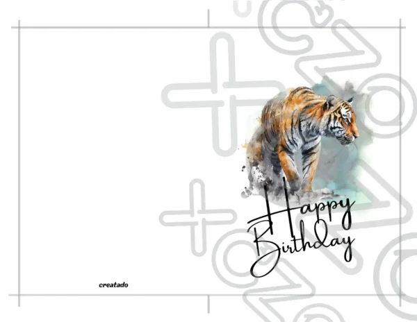 Printable Tiger Birthday Card Watercolor | Instant Download #05