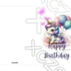 Printable Unicorn Birthday Card Balloons | Instant Download