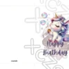 Printable Unicorn Birthday Card Soap Bubbles | Instant Download
