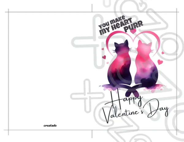Printable Cat Love Valentine's Day Card | Instant Download