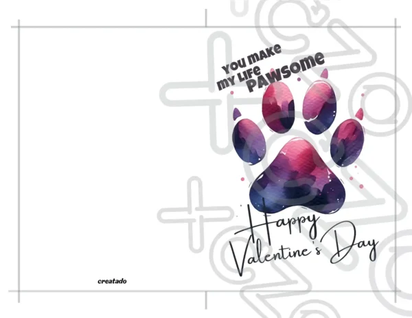 Printable Dog Paw Valentine's Day Card | Instant Download