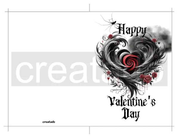 Printable Gothic Heart Valentine's Day Card | Instant Download