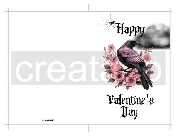 Printable Gothic Valentine's Day Card Raven | Instant Download