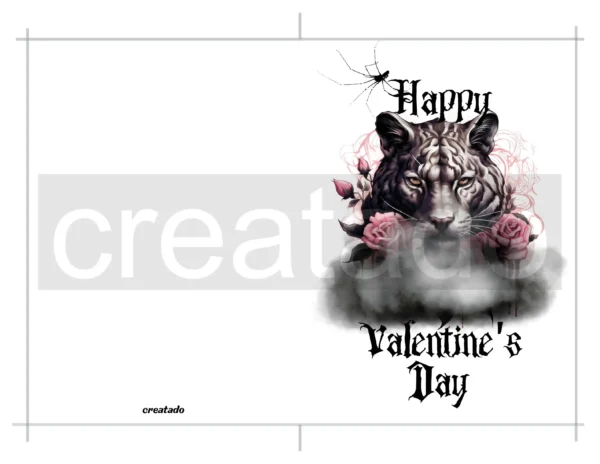 Printable Gothic Valentine's Day Card White Tiger | Instant Download