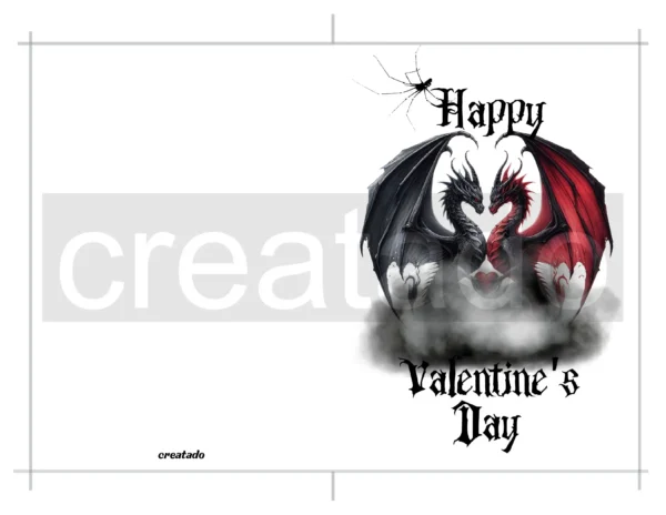 Printable Gothic Valentine's Day Card Dragons | Instant Download