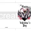 Printable Gothic Valentine's Day Card Pink Swans | Instant Download