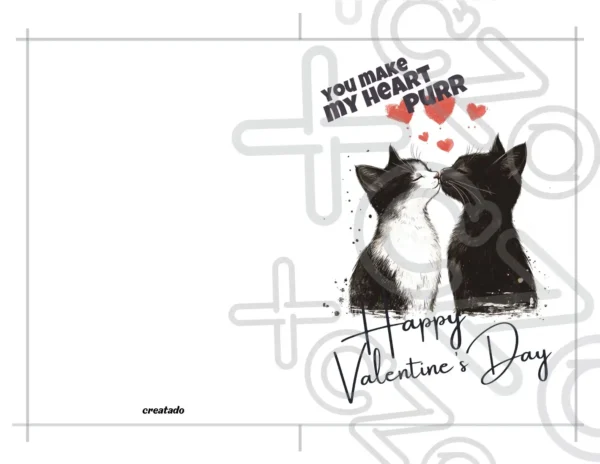 Printable Kissing Cats Valentine's Day Card | Instant Download #01