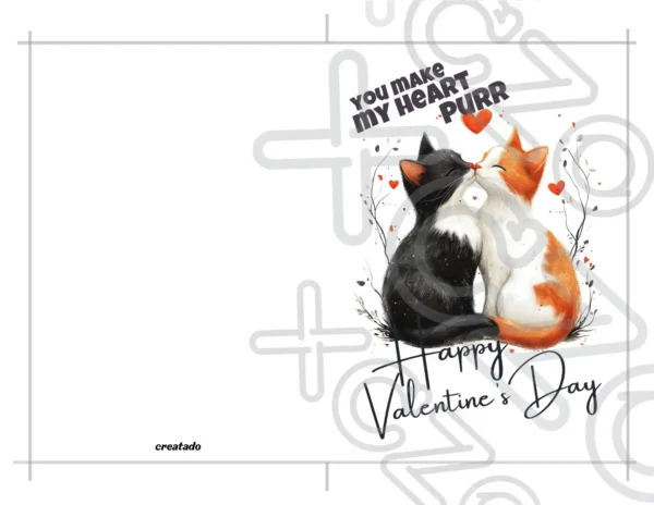 Printable Kissing Cats Valentine's Day Card | Instant Download #02