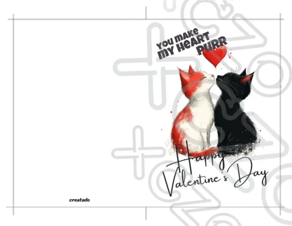 Printable Kissing Cats Valentine's Day Card | Instant Download #03
