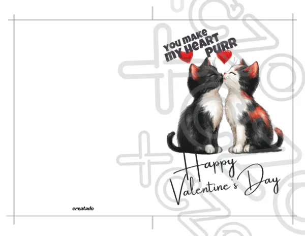 Printable Kissing Cats Valentine's Day Card | Instant Download #04