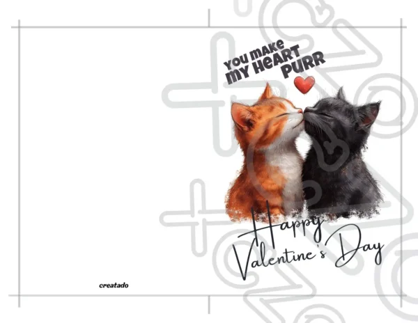 Printable Kissing Cats Valentine's Day Card | Instant Download #05