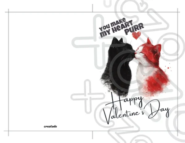 Printable Kissing Cats Valentine's Day Card | Instant Download #06