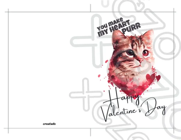Printable Cat Love Valentine's Day Card | Instant Download #02