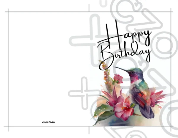 Printable Purple Hummingbird Birthday Card | Instant Download #02