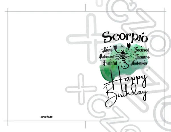 Printable Scorpio Birthday Card | Instant Download