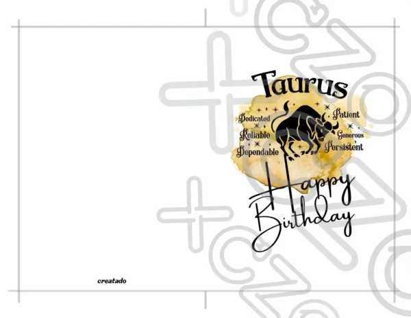 Printable Taurus Birthday Card | Instant Download