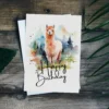 Alpaca Printable Birthday Card, watercolor drawing with Happy Birthday message.