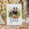 Delightful watercolor badger birthday card in a natural environment, complete with a "Happy Birthday" wish.