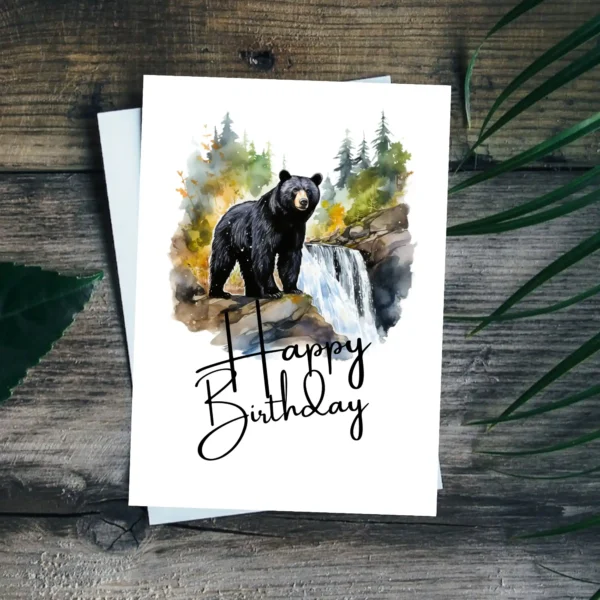 Printable Black Bear Birthday Card | Instant Download