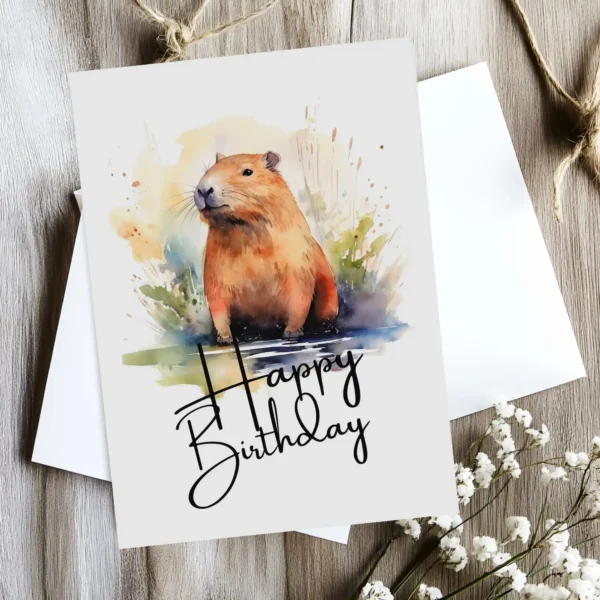 Printable Capybara Birthday Card | Instant Download