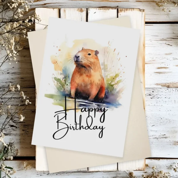 Printable Capybara Birthday Card | Instant Download