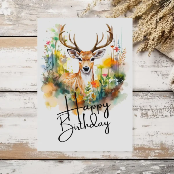 Printable Deer Birthday Card | Summer Field