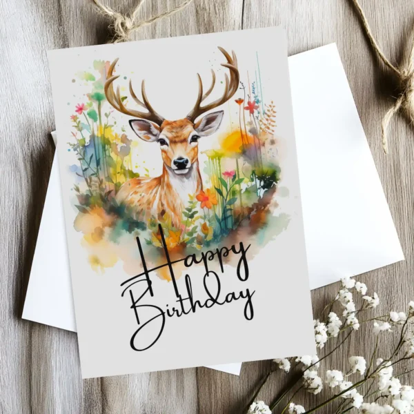 Printable Deer Birthday Card | Summer Field