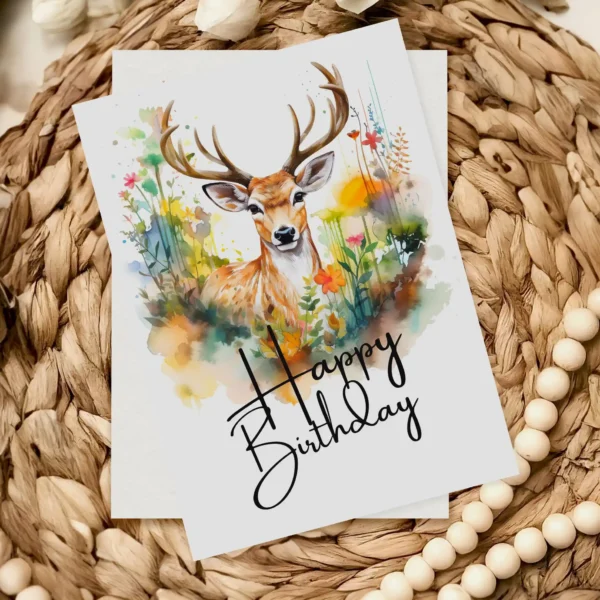 Printable Deer Birthday Card | Summer Field