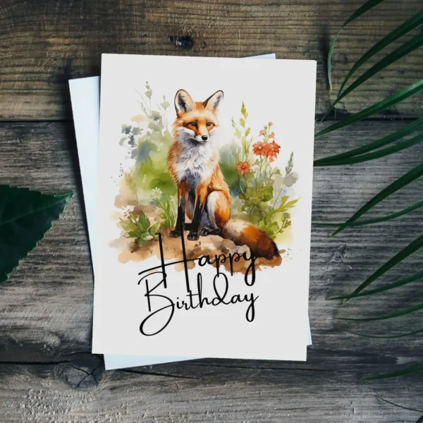 Printable Red Fox Birthday Card | Instant Download #01