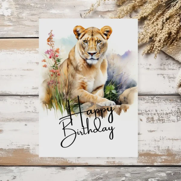 Printable Lioness Birthday Card | Instant Download #01