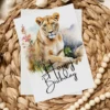 Printable Birthday Card with Lioness and Happy Birthday message.