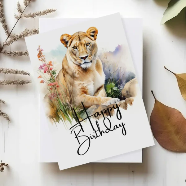 Printable Lioness Birthday Card | Instant Download #01