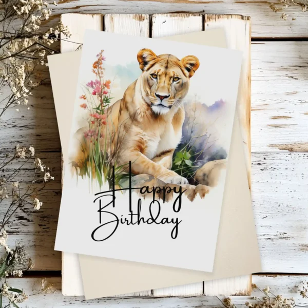 Printable Lioness Birthday Card | Instant Download #01