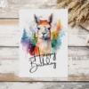 Printable Llama Birthday Card with Happy Birthday message.
