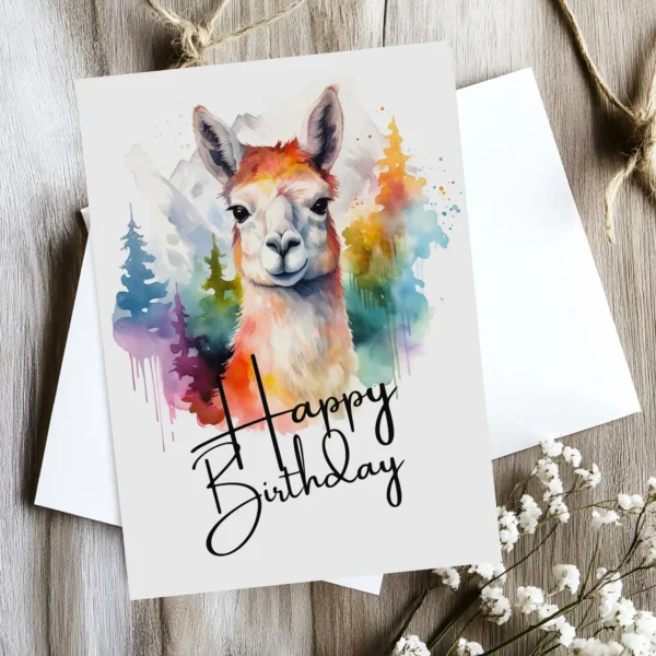 Printable Lama Birthday Card | Instant Download #02