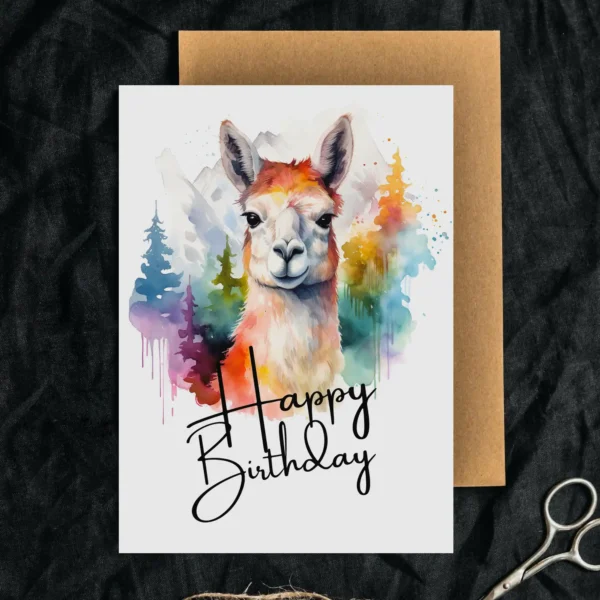 Printable Lama Birthday Card | Instant Download #02