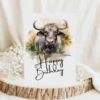 Watercolor birthday card featuring a cheerful water buffalo with a "Happy Birthday" message. Perfect for printing!