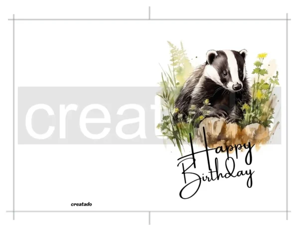 Printable Badger Birthday Card | Instant Download