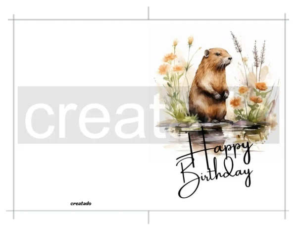 Printable Beaver Birthday Card | Instant Download