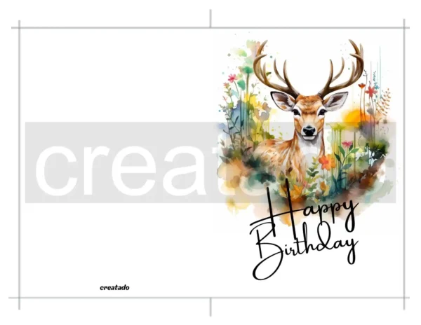 Printable Deer Birthday Card | Summer Field