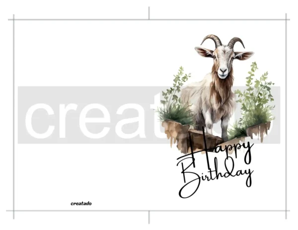 Printable Goat Birthday Card | Instant Download