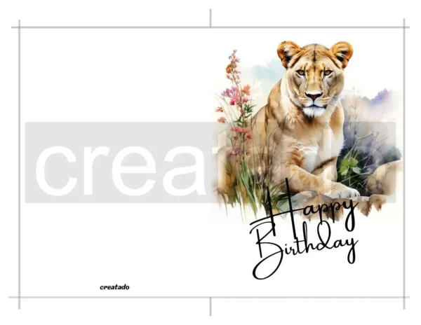 Printable Lioness Birthday Card | Instant Download #01