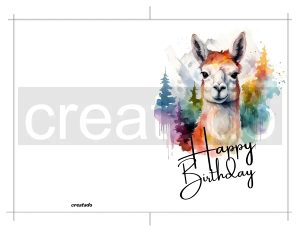 Printable Lama Birthday Card | Instant Download #02