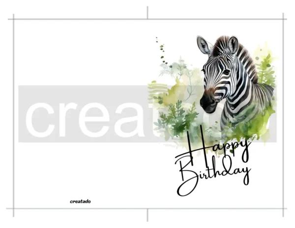 Printable Zebra Birthday Card | Instant Download #01