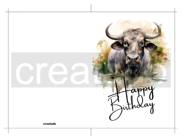 Printable Water Buffalo Birthday Card | Instant Download